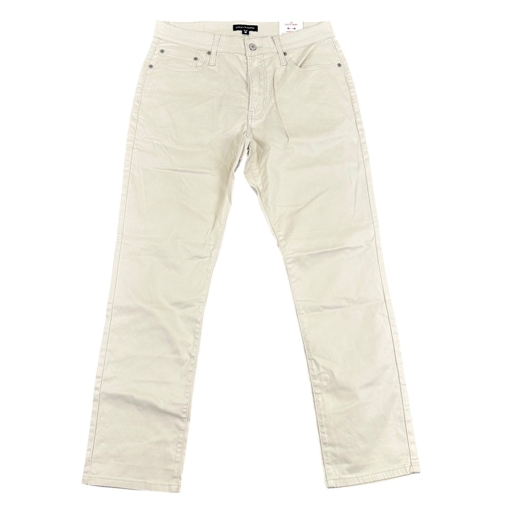 NWT Lucky Brand 410 Athletic Straight Pants Mens 32x30 Moon Beige Cotton Stretch
